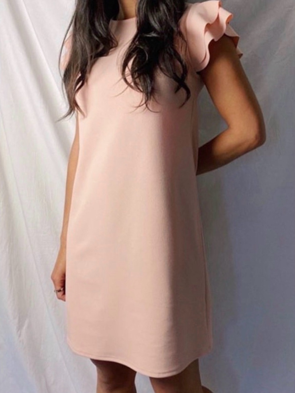 Ces Femme Ruffle Sleeve Mini Dress in Blush